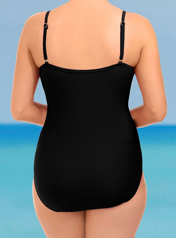 Ruffle V Neck Plus Size Swimsuit